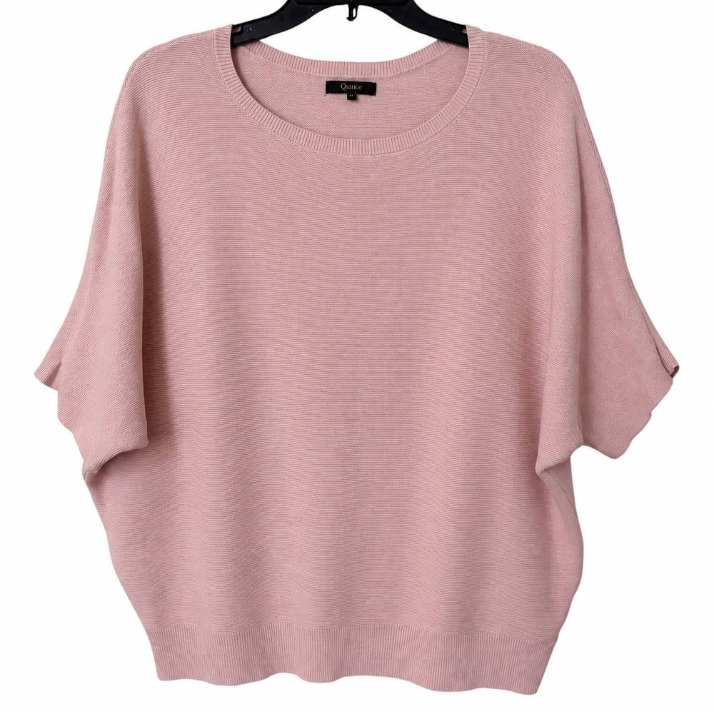 Quince Womens XL Dolman Sweater Sugar Stone Pink Cotton Cashmere Link-Stitch